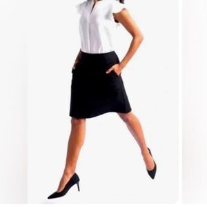 Betabrand Black Ponte Knit A-Line Athleisure Travel Skort